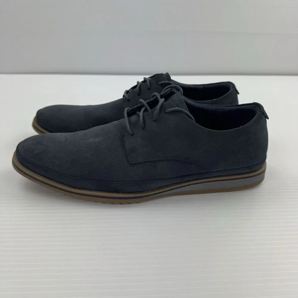 Freeman Franco Mens 10M Navy Faux Suede Oxford Casual Dress Shoes Lace Up